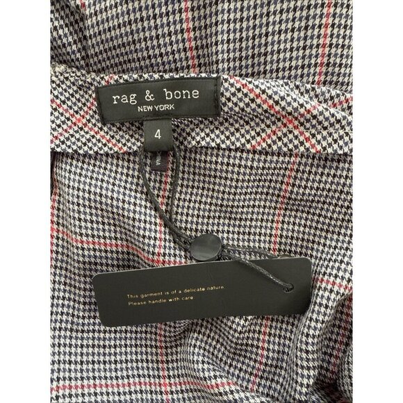 Rag & Bone Womens Size 4 Amber Plaid Midi Skirt Dark Academia Gray Red Black New - Picture 8 of 10